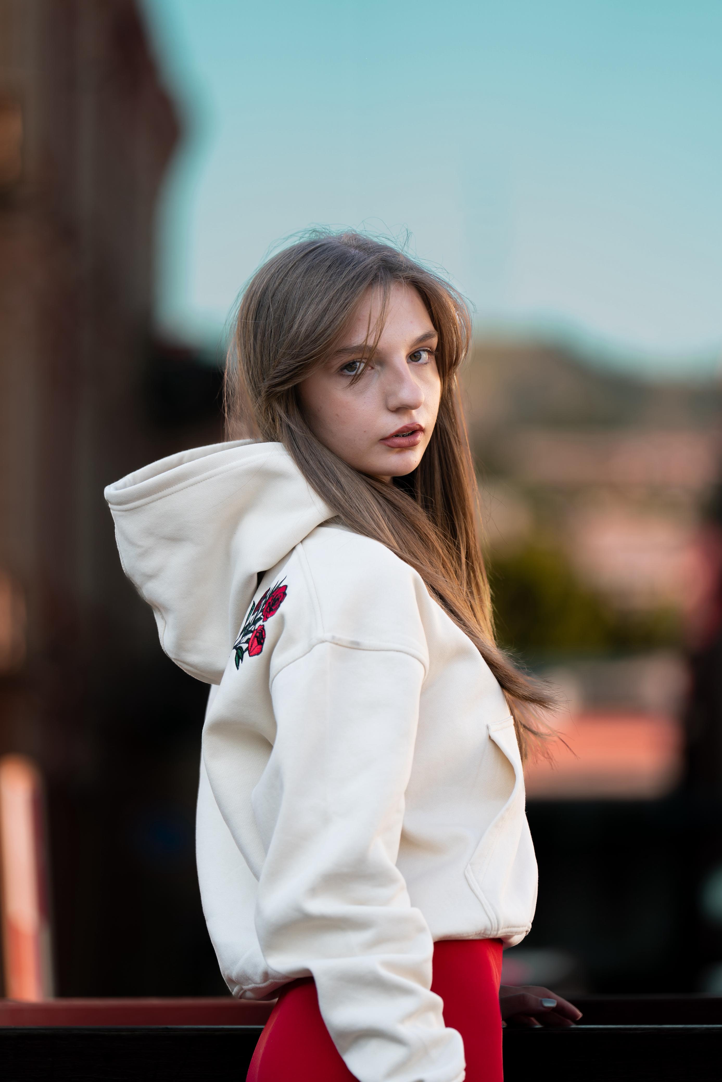 Beige - Oversized Embroidered Hoodie