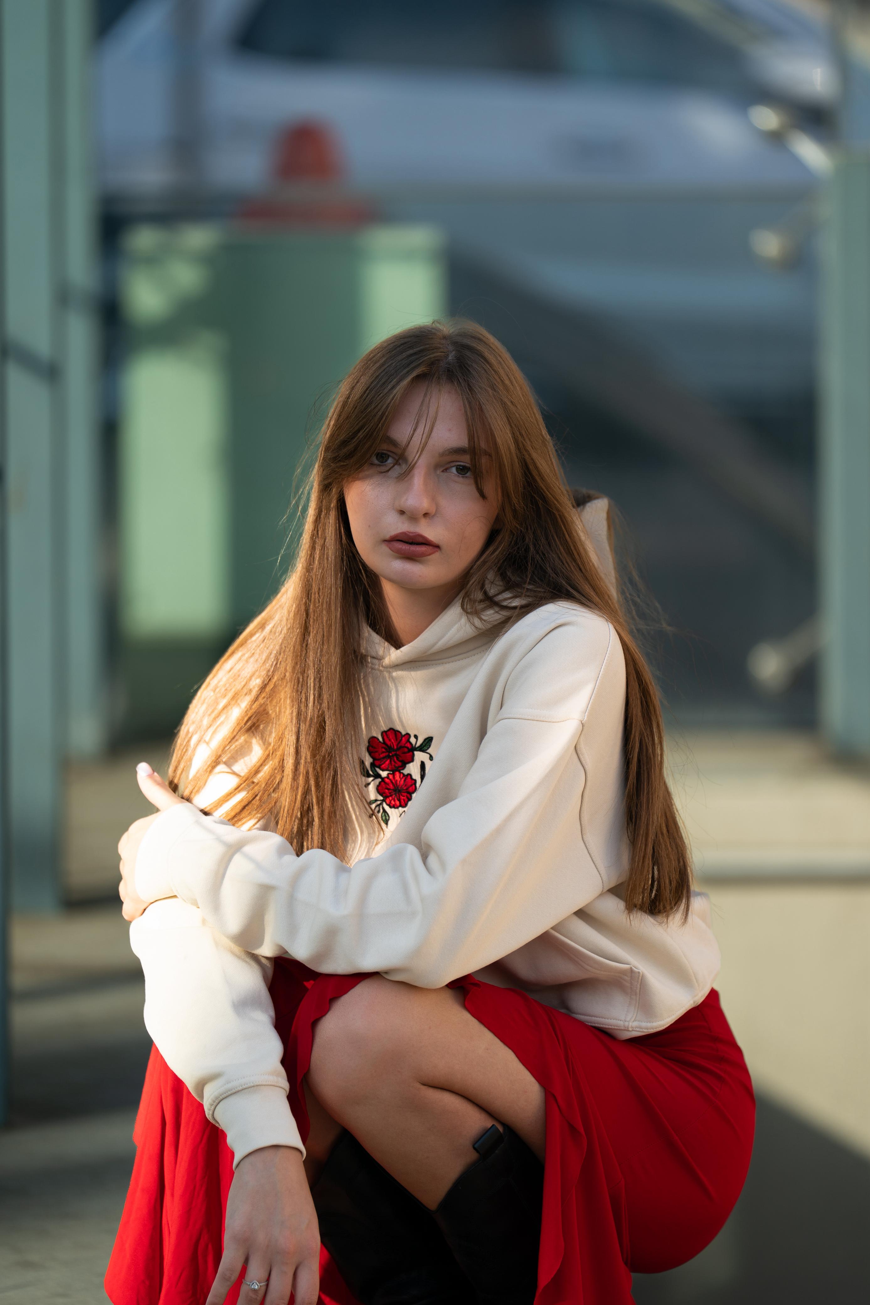 Beige - Oversized Embroidered Hoodie