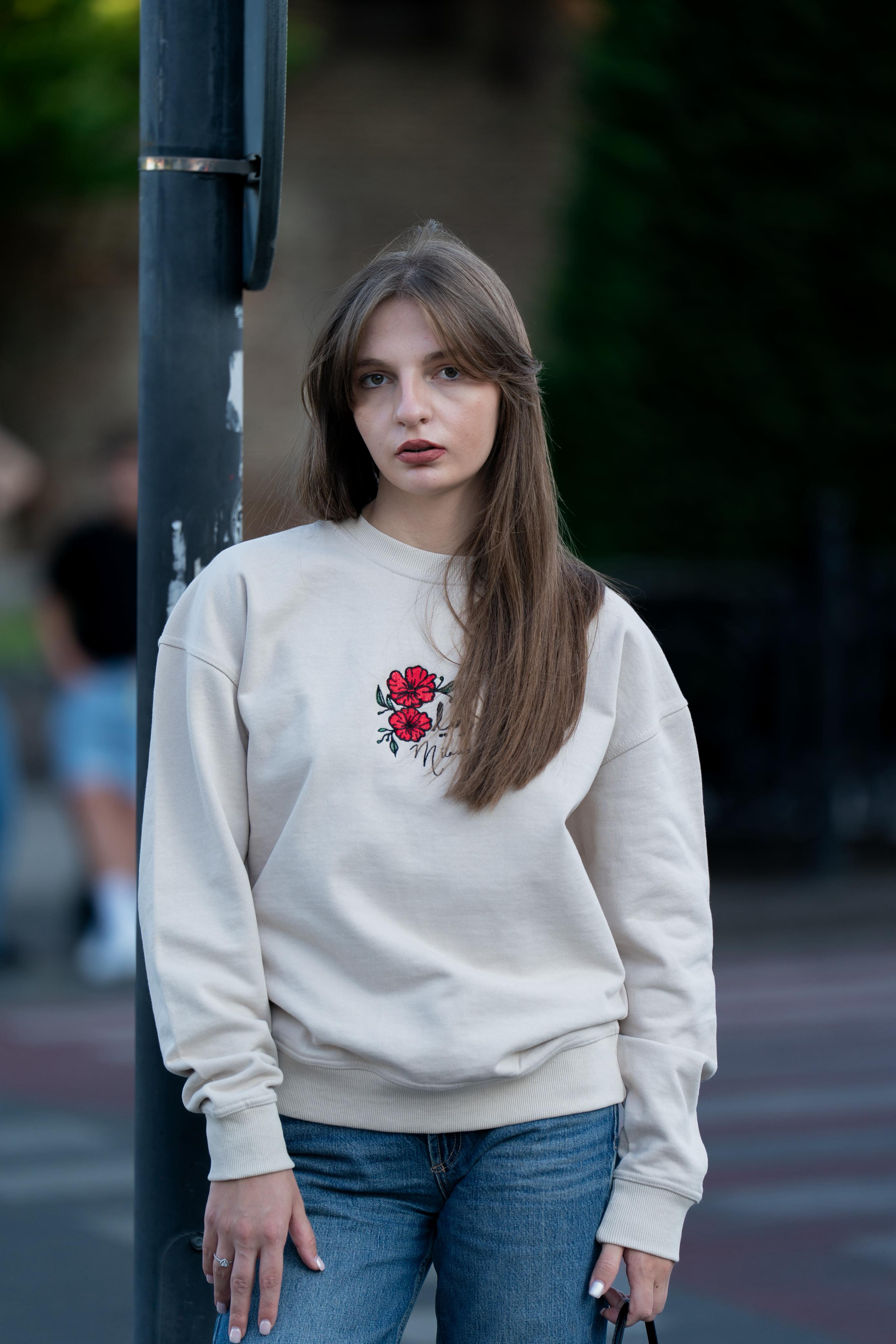 Beige - Luxe Embroidered Sweatshirt