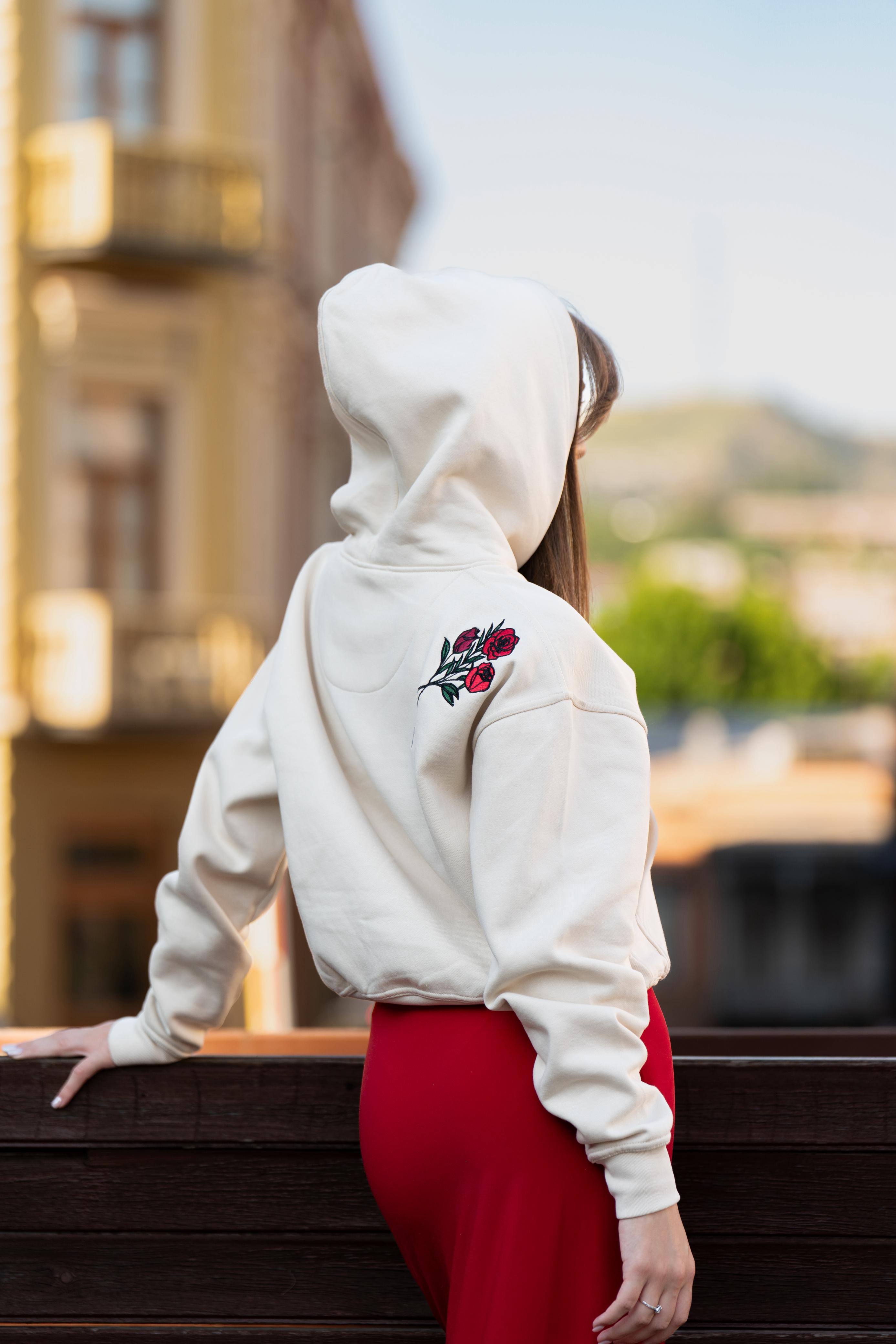 Beige - Oversized Embroidered Hoodie