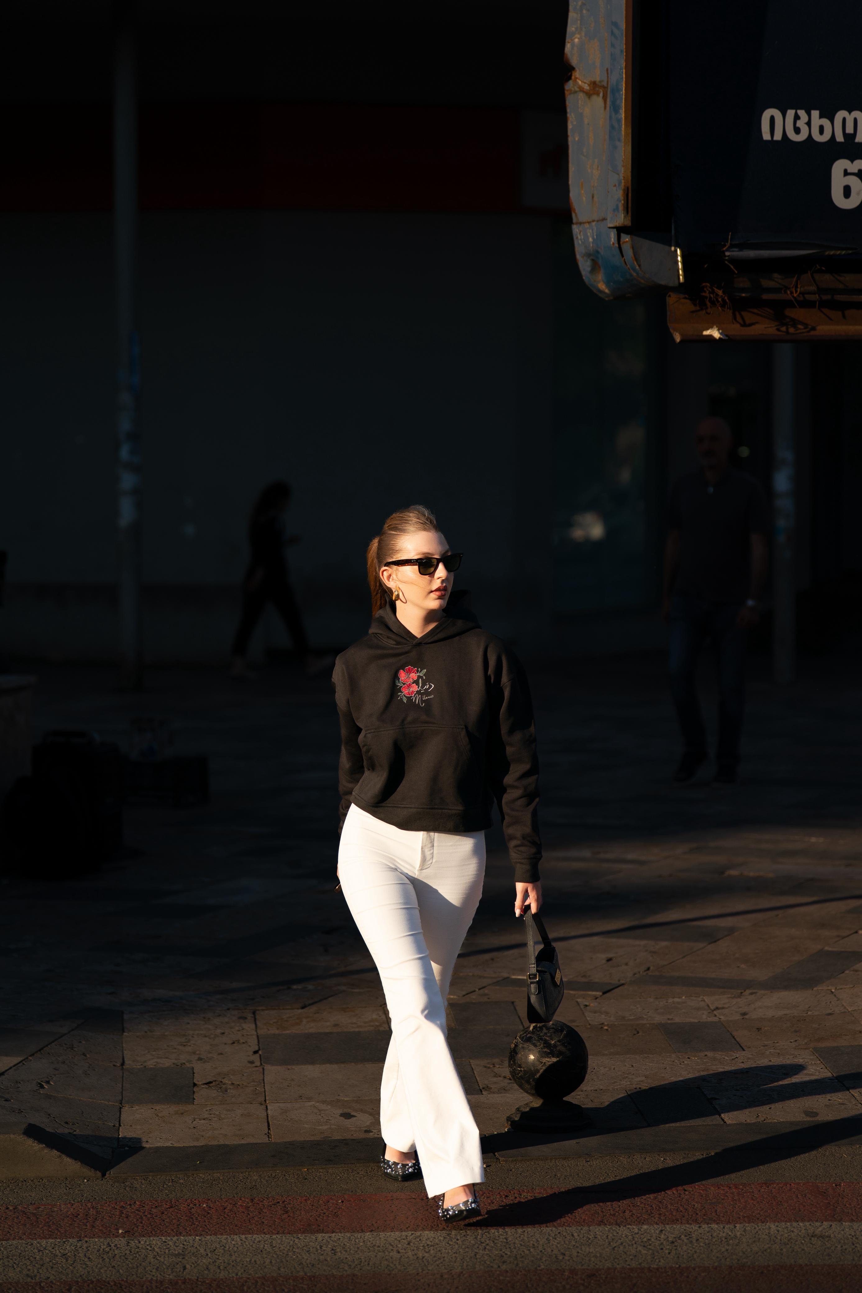 Black - Oversized Embroidered Hoodie