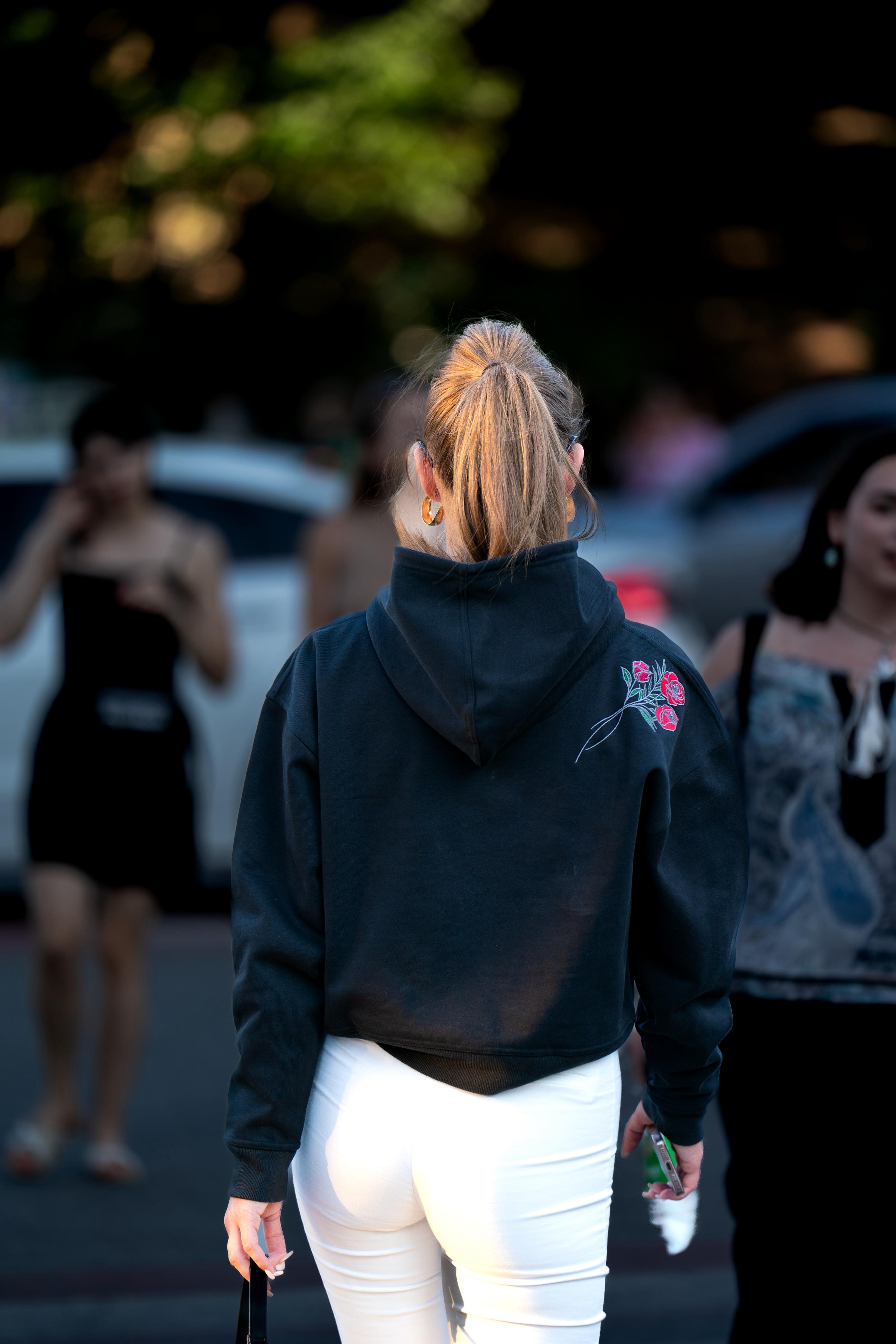 Black - Oversized Embroidered Hoodie