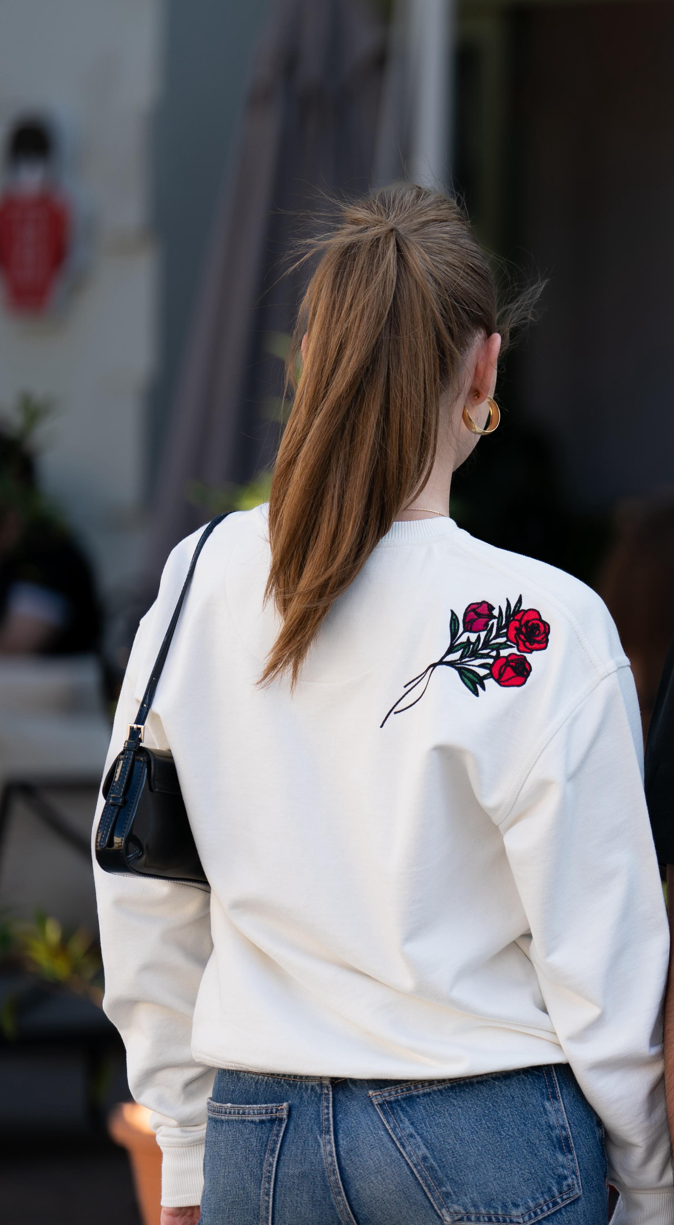 White - Luxe Embroidered Sweatshirt
