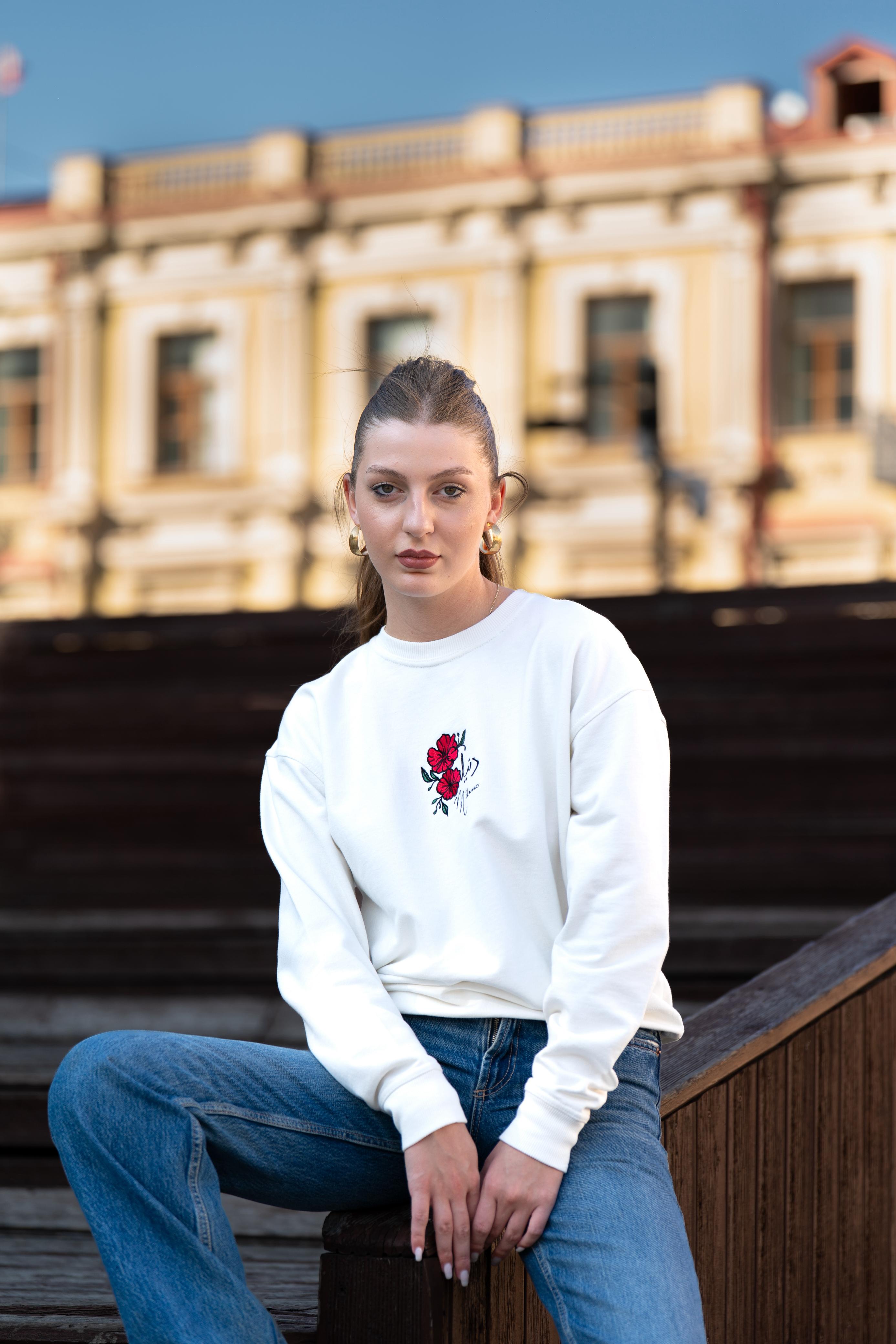 White - Luxe Embroidered Sweatshirt
