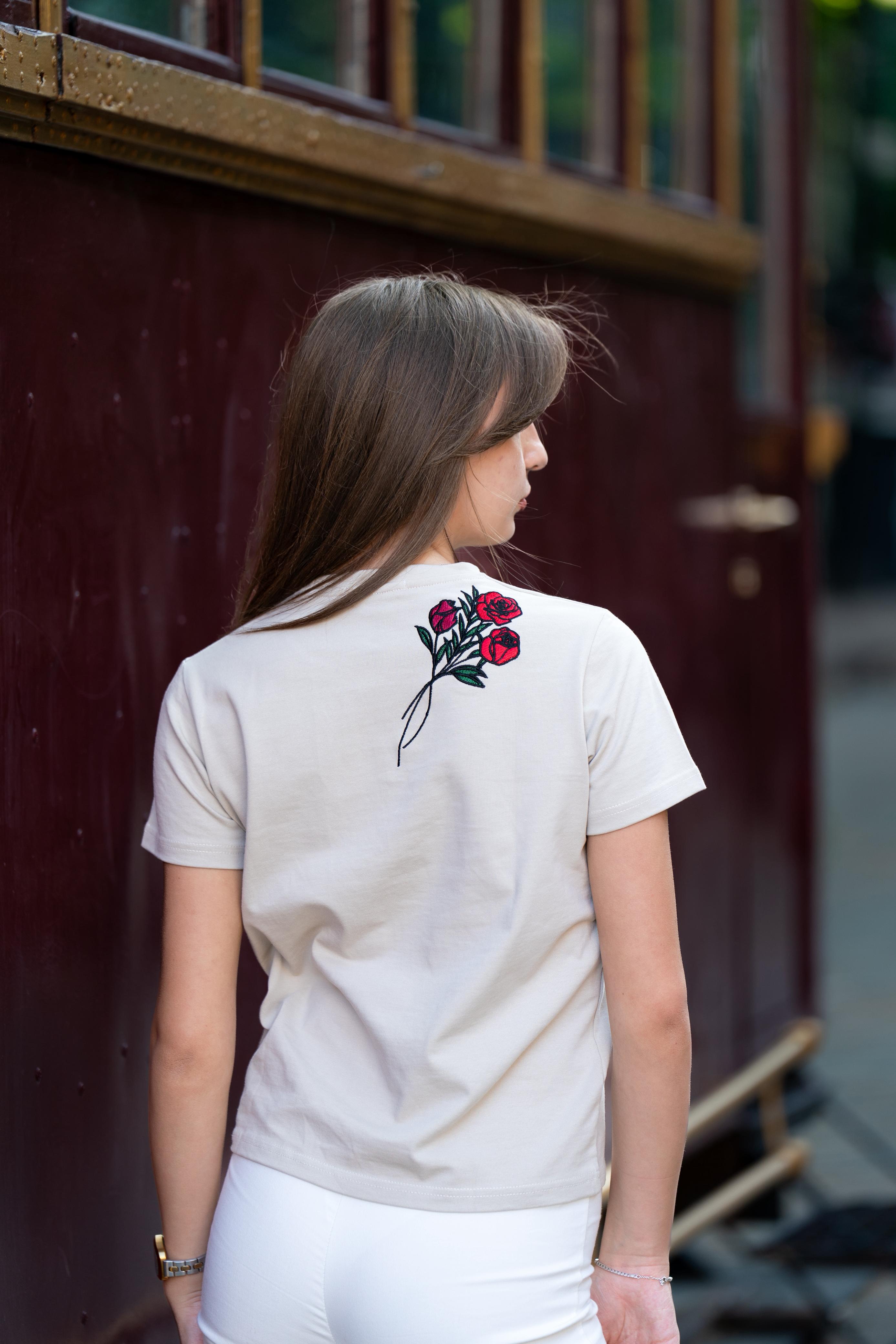 Beige - Signature Embroidered Tee
